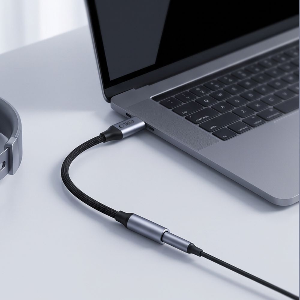 Tech-Protect Ultraboost USB-C to Mini Jack 3.5mm DAC adapteris - tamsiai pilka -- USB Adapters