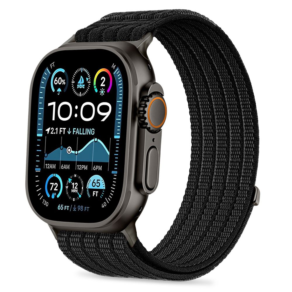 Tech-Protect nailoninė sportinė Apple Watch 44 / 45 / 46 / 49 mm apyrankė - juoda -- Apple Watch
