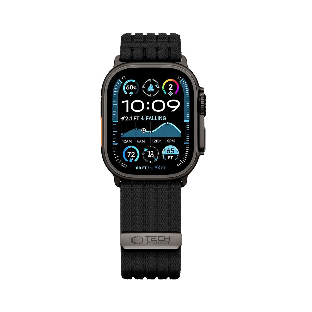 Tech-Protect nailoninė sportinė Apple Watch 44 / 45 / 46 / 49 mm apyrankė - juoda -- Apple Watch