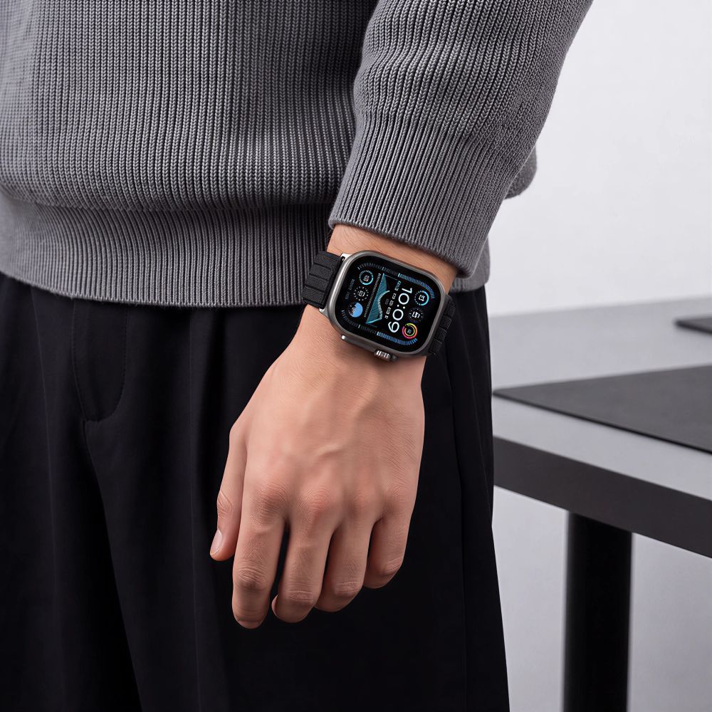 Tech-Protect nailoninė sportinė Apple Watch 44 / 45 / 46 / 49 mm apyrankė - juoda -- Apple Watch