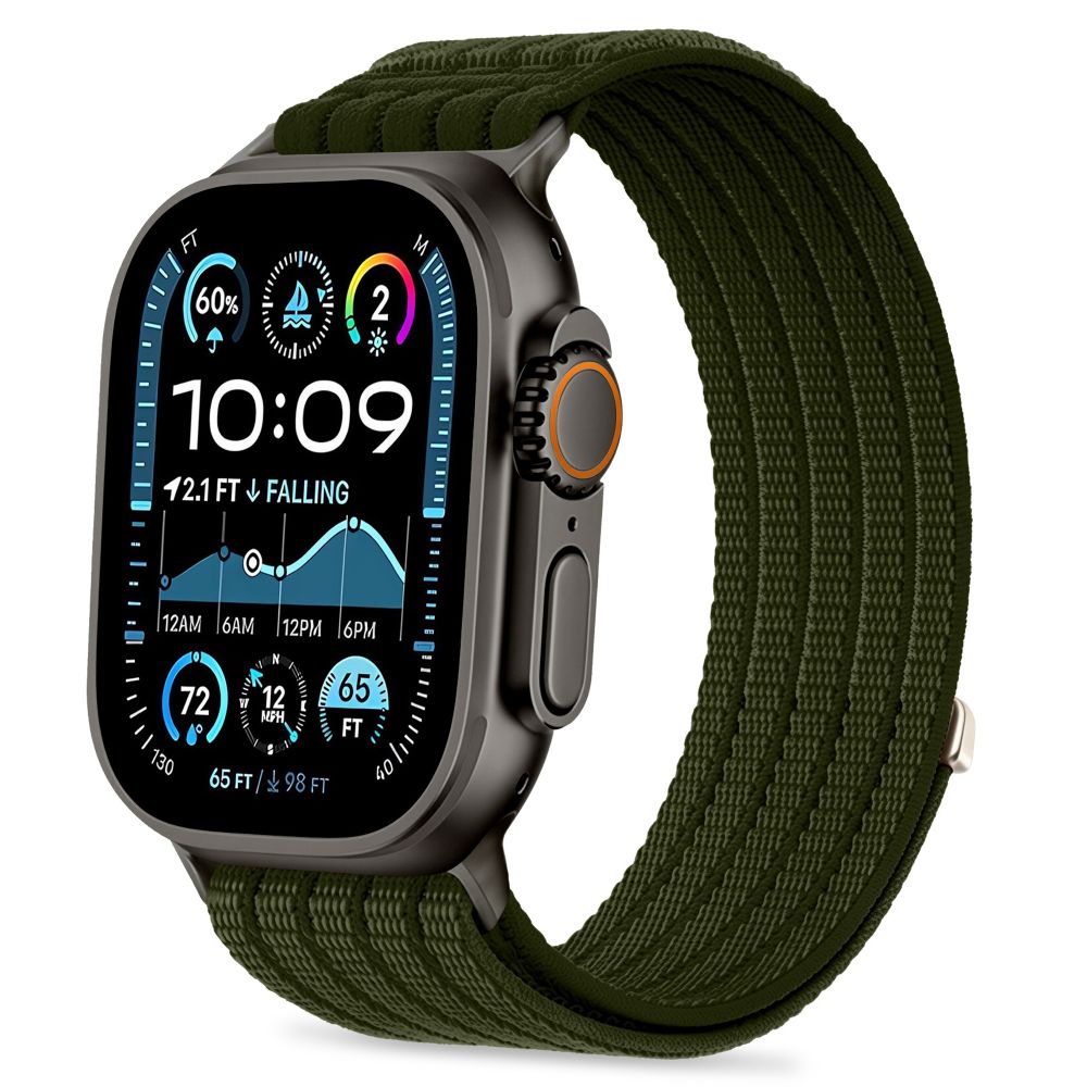 Tech-Protect Nylon Sport Band for Apple Watch 44 / 45 / 46 / 49 mm - Tamsi žalia -- Apple Watch