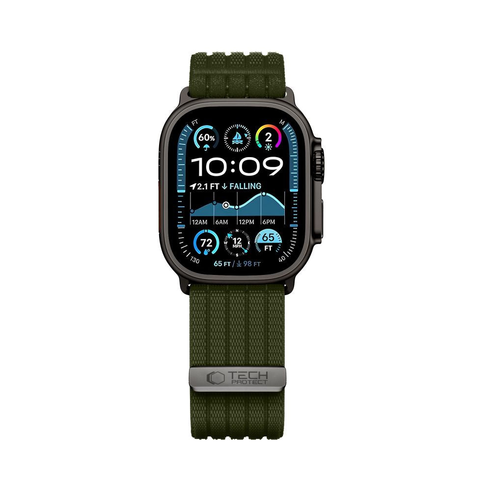 Tech-Protect Nylon Sport Band for Apple Watch 44 / 45 / 46 / 49 mm - Tamsi žalia -- Apple Watch