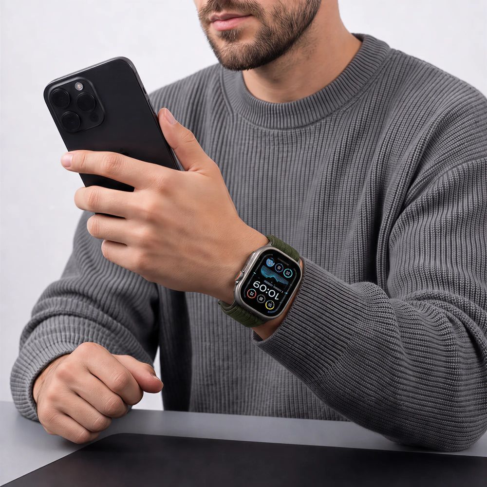 Tech-Protect Nylon Sport Band for Apple Watch 44 / 45 / 46 / 49 mm - Tamsi žalia -- Apple Watch