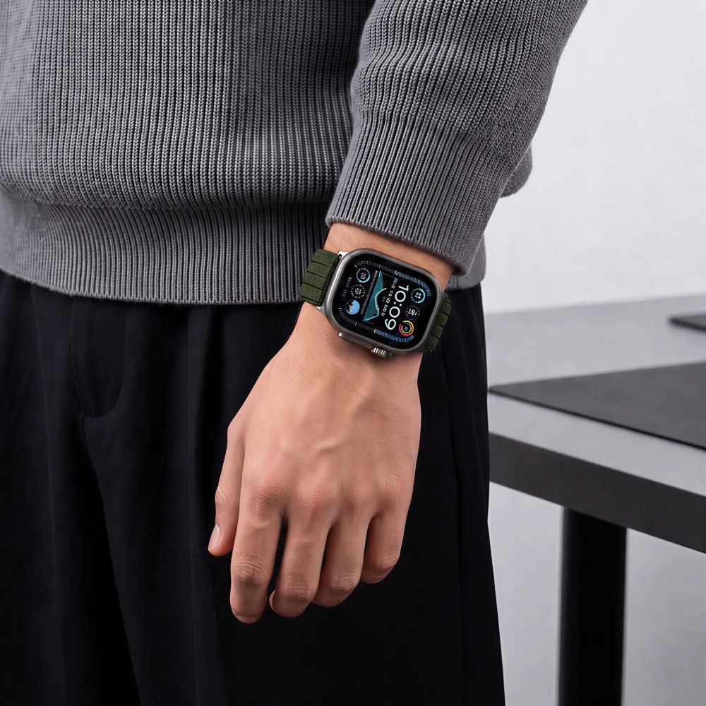 Tech-Protect Nylon Sport Band for Apple Watch 44 / 45 / 46 / 49 mm - Tamsi žalia -- Apple Watch