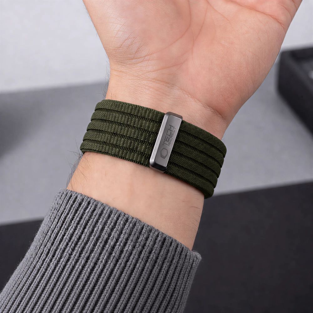 Tech-Protect Nylon Sport Band for Apple Watch 44 / 45 / 46 / 49 mm - Tamsi žalia -- Apple Watch
