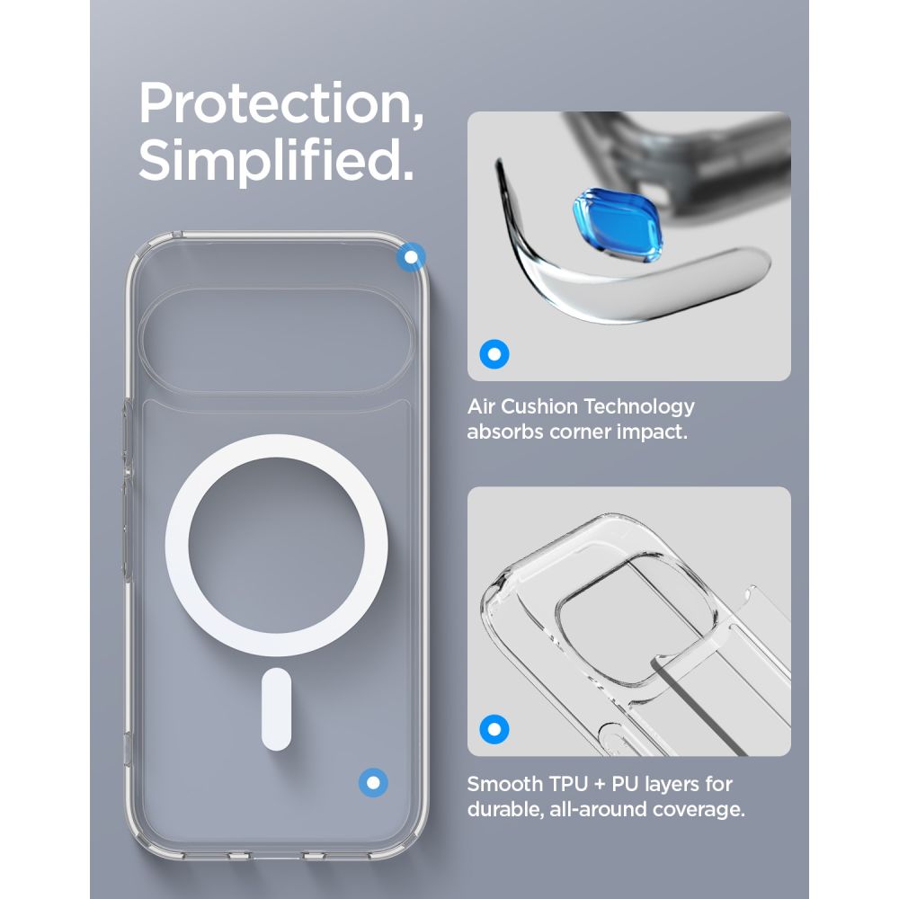 Spigen Ultra Hybrid Mag MagSafe dėklas Google Pixel 11 - skaidrus ir baltas -- Google Pixel 11