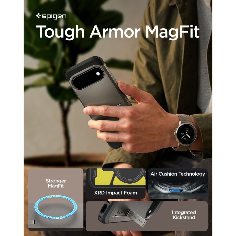 Spigen Tough Armor Mag MagSafe dėklas Google Pixel 11 - Tamsiai pilka -- Google Pixel 11
