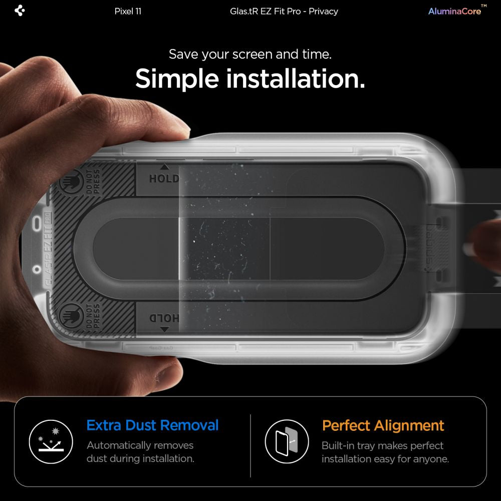 Spigen Glas.tR EZ Fit Pro HD 2-Pack Privatumo grūdintas stiklas Google Pixel 10/11 -- Google Pixel 10 / Google Pixel 11