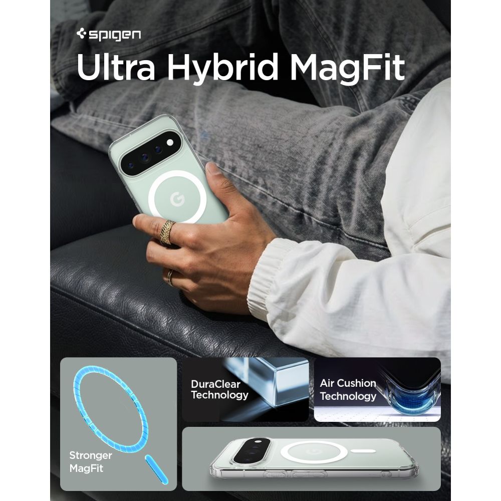 Spigen Ultra Hybrid Mag MagSafe dėklas Google Pixel 11 Pro - Skaidrus ir baltas -- Google Pixel 11 Pro