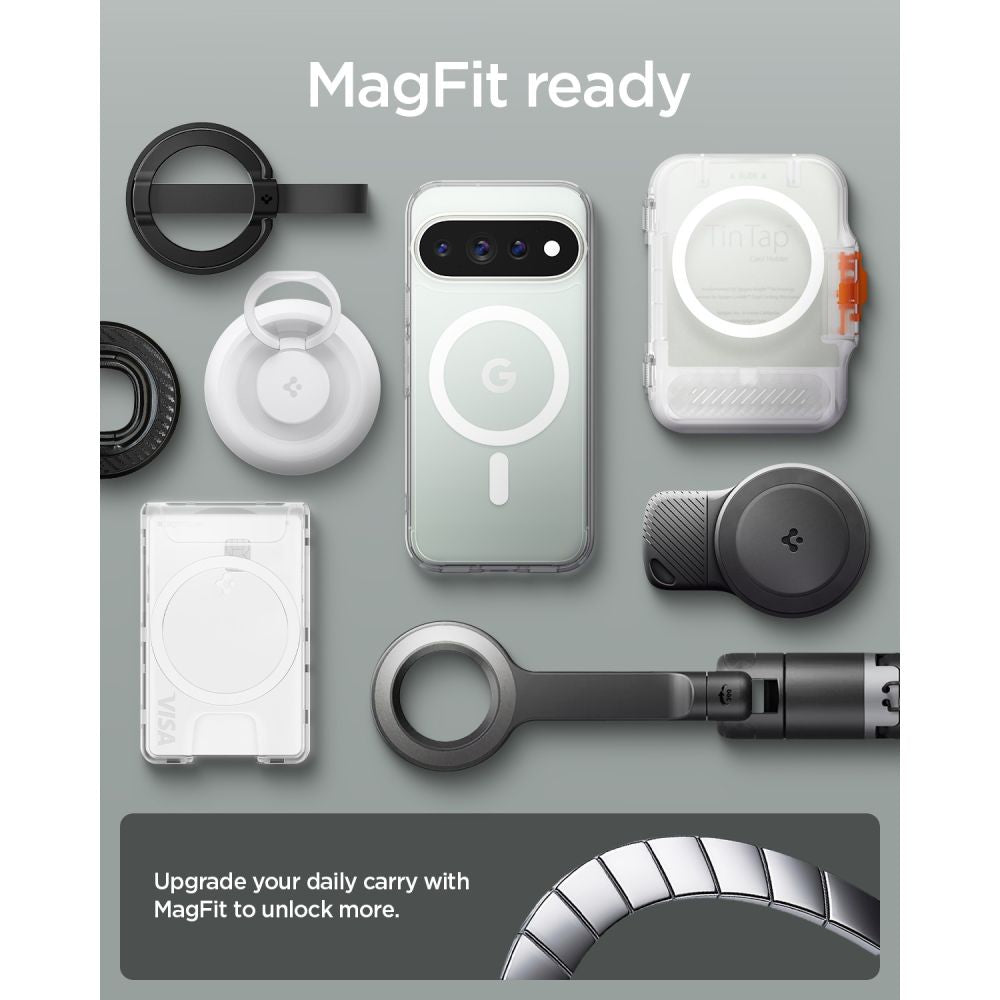 Spigen Ultra Hybrid Mag MagSafe dėklas Google Pixel 11 Pro - Skaidrus ir baltas -- Google Pixel 11 Pro