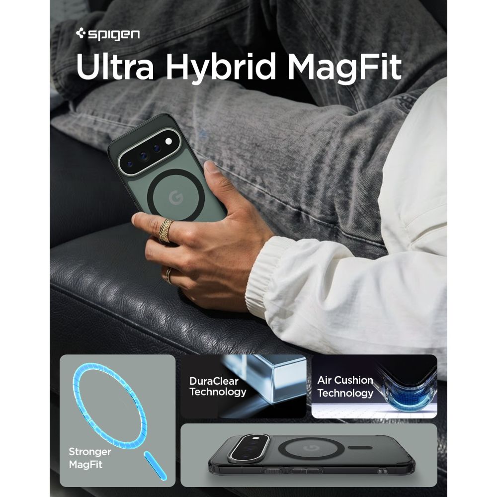 Spigen Ultra Hybrid Mag MagSafe dėklas Google Pixel 11 Pro - Matinis juodas ir pilkas -- Google Pixel 11 Pro