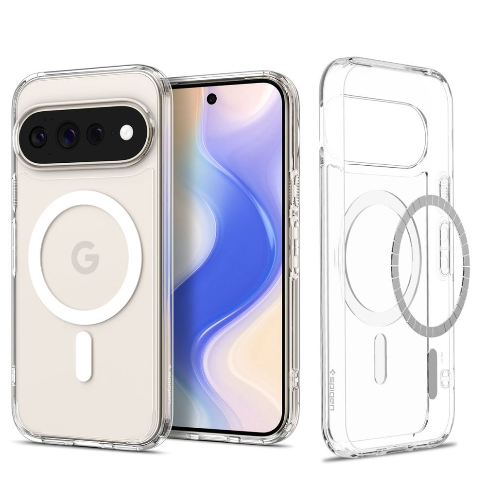 Spigen Ultra Hybrid Mag MagSafe dėklas skirtas Google Pixel 11 Pro XL - Skaidrus ir baltas -- Google Pixel 11 Pro XL