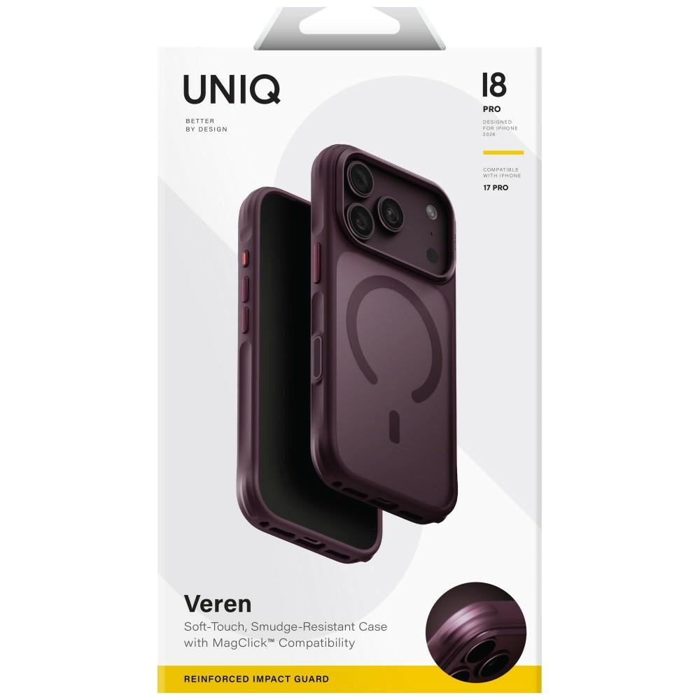 Uniq Veren Magclick dėžutė iPhone 18 Pro / 17 Pro - bordo spalva -- iPhone 18 Pro / 17 Pro