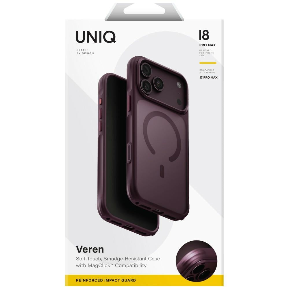 Uniq Veren Magclick dėžutė iPhone 18 Pro Max / 17 Pro Max - bordo spalva -- iPhone 18 Pro Max / 17 Pro Max