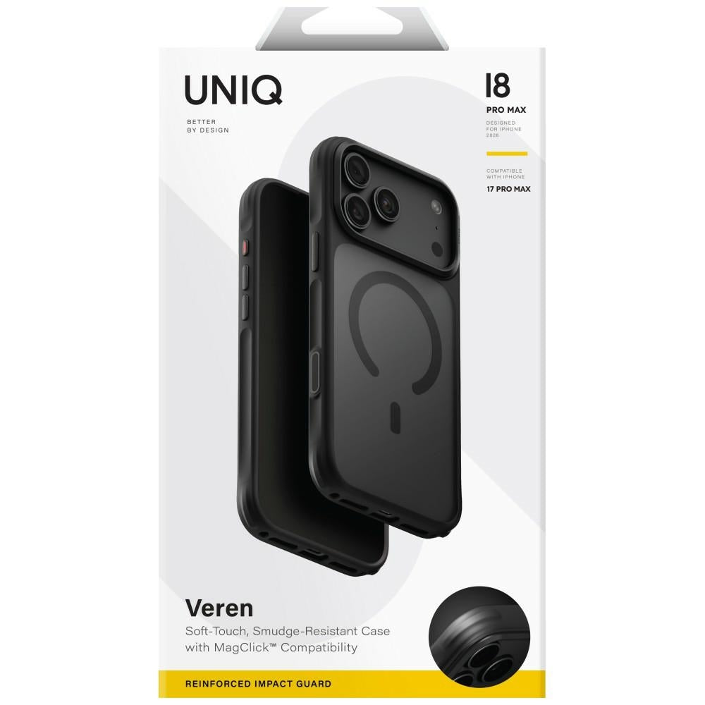 Uniq Veren Magclick įkrovimo dėklas iPhone 18 Pro Max / 17 Pro Max - Juoda -- iPhone 18 Pro Max / 17 Pro Max