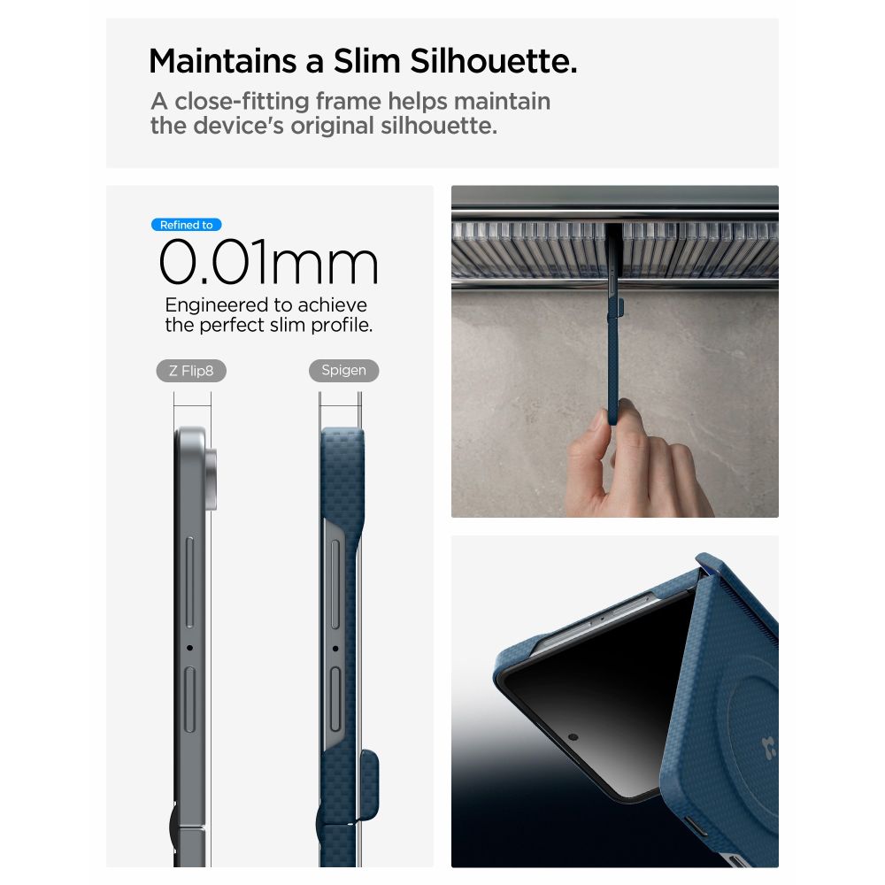 Spigen AirSkin Aramid MagFit MagSafe dėklas Samsung Galaxy Z Flip 8 - Jūros mėlyna -- Samsung Galaxy Z Flip 8