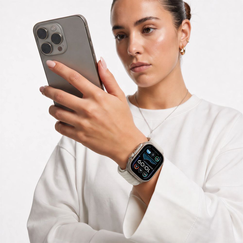 Tech-Protect Nylon Sport dirželis Apple Watch 44 / 45 / 46 / 49 mm - Bež -- Apple Watch 44mm / Apple Watch 45mm / Apple...