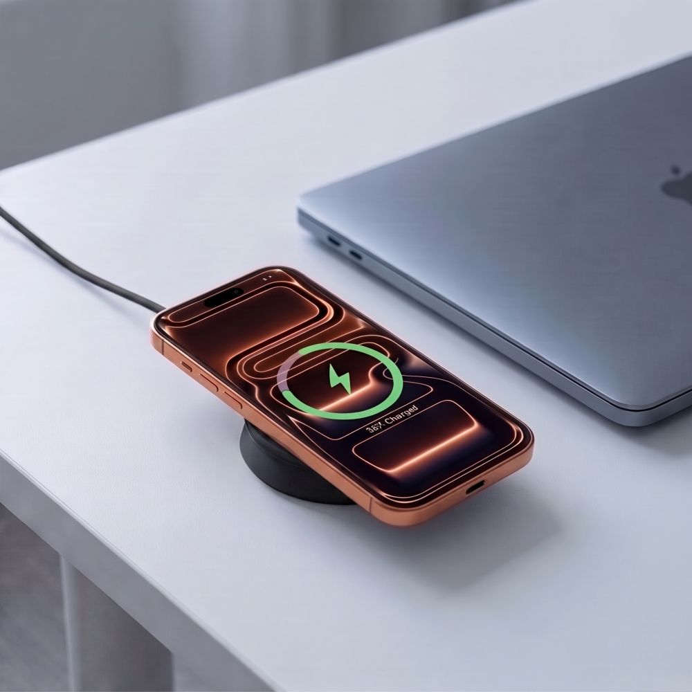 Tech-Protect A55 2in1 MagSafe 25W Qi2.2 Belaidis Krauntuvas + USB-C / USB-C Kabelis 100cm - Juoda -- Cell phone chargers
