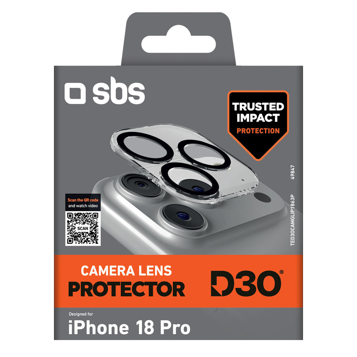 SBS D3O kameros objektyvo apsauga iPhone 18 Pro -- iPhone 18 Pro