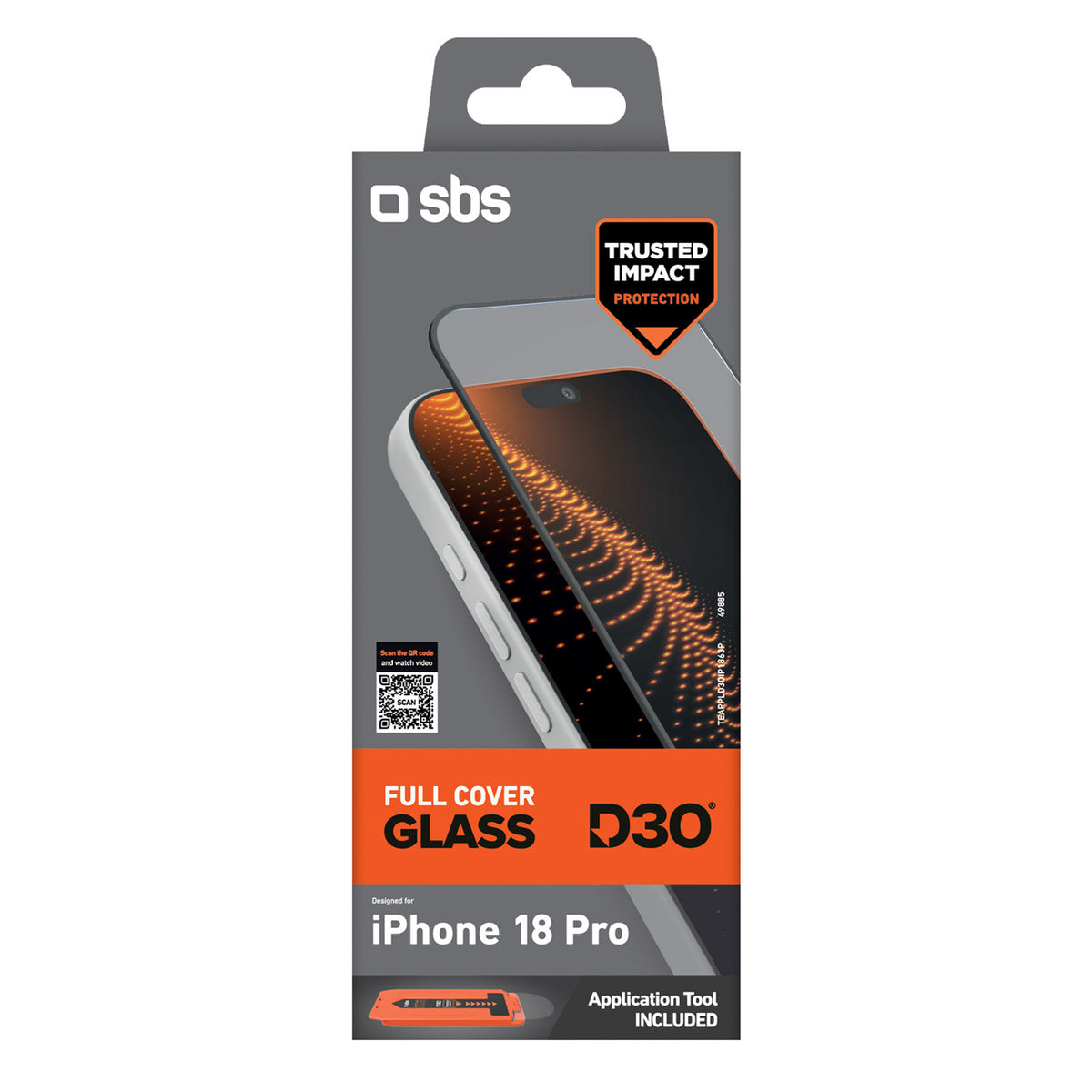 SBS D3O pilno ekrano stiklas iPhone 18 Pro su aplikatoriumi -- iPhone 18 Pro