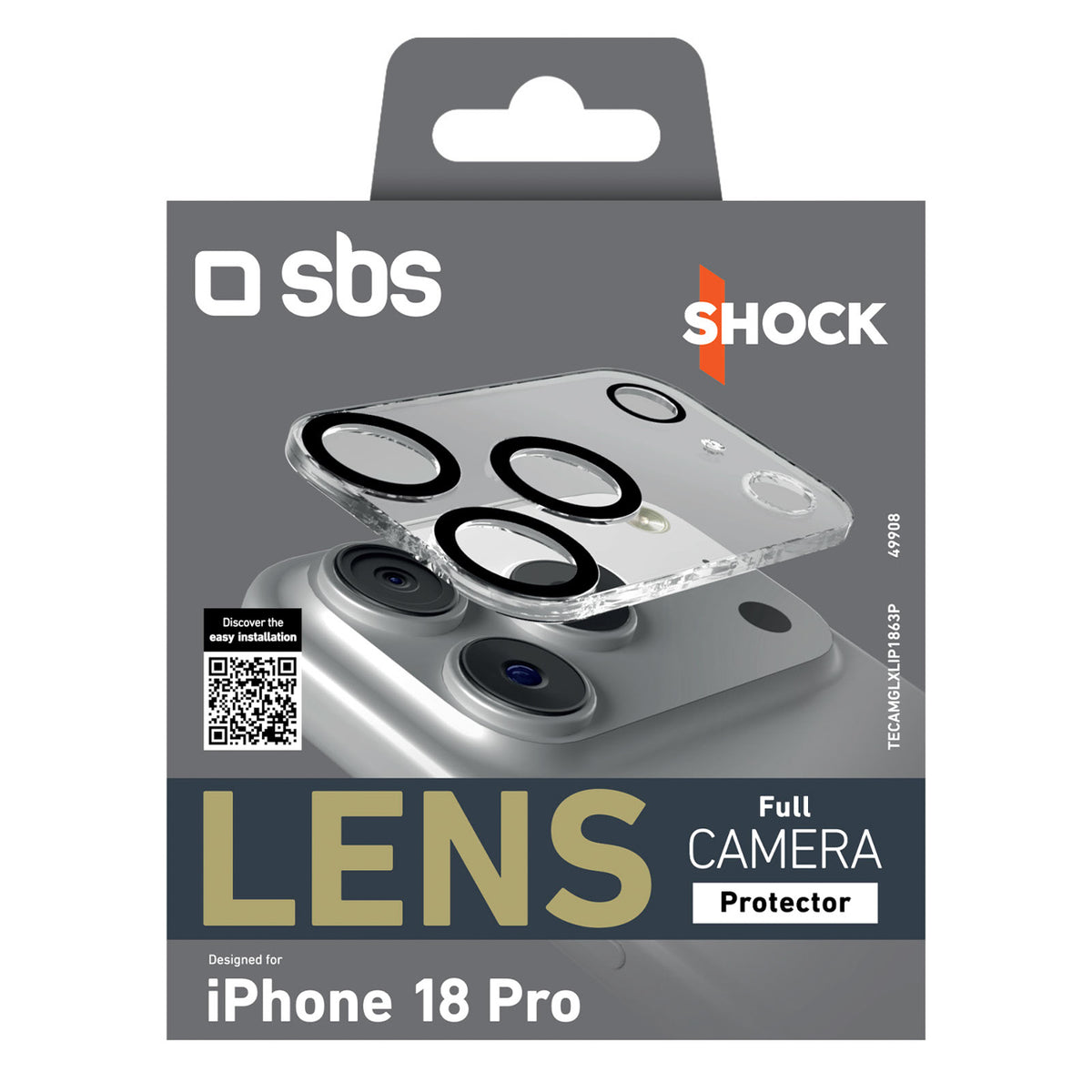 SBS pilnas fotoaparato objektyvo apsaugos grūdinto stiklo apsauga iPhone 18 Pro -- iPhone 18 Pro