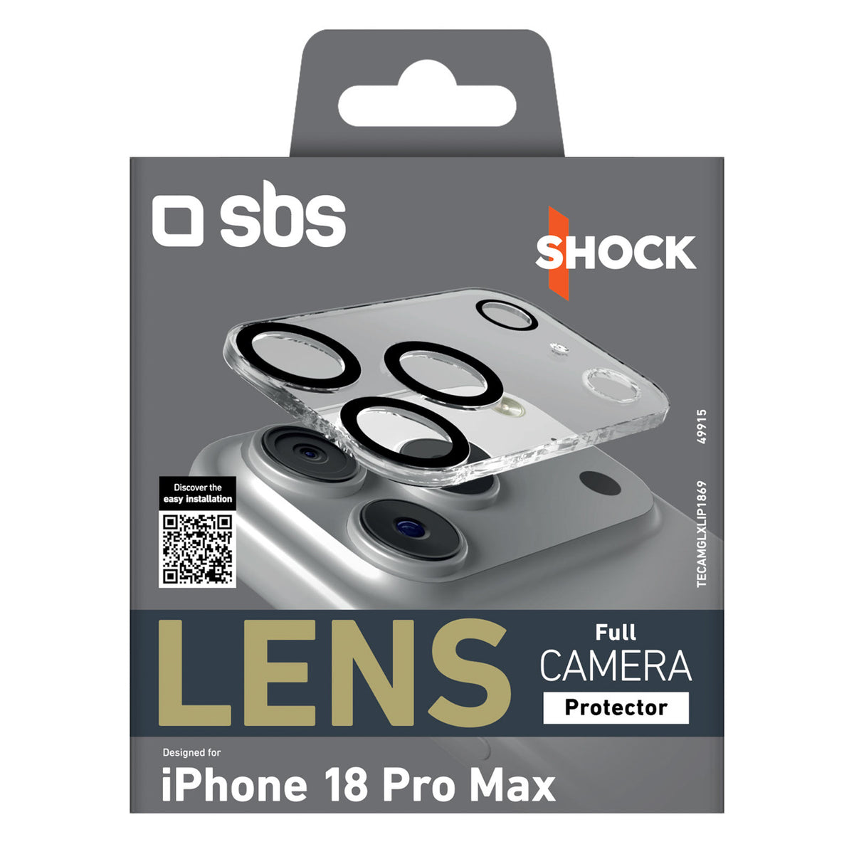 SBS pilnas fotoaparato objektyvo apsaugos grūdinto stiklo apsauga iPhone 18 Pro Max -- iPhone 18 Pro Max