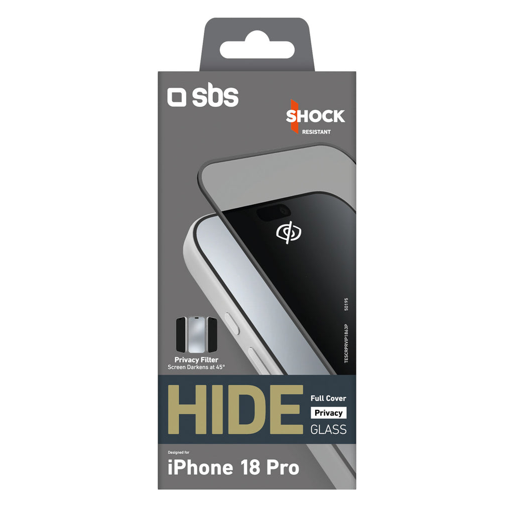 SBS Hide Full Cover Privacy Glass iPhone 18 Pro 0.33mm -- iPhone 18 Pro