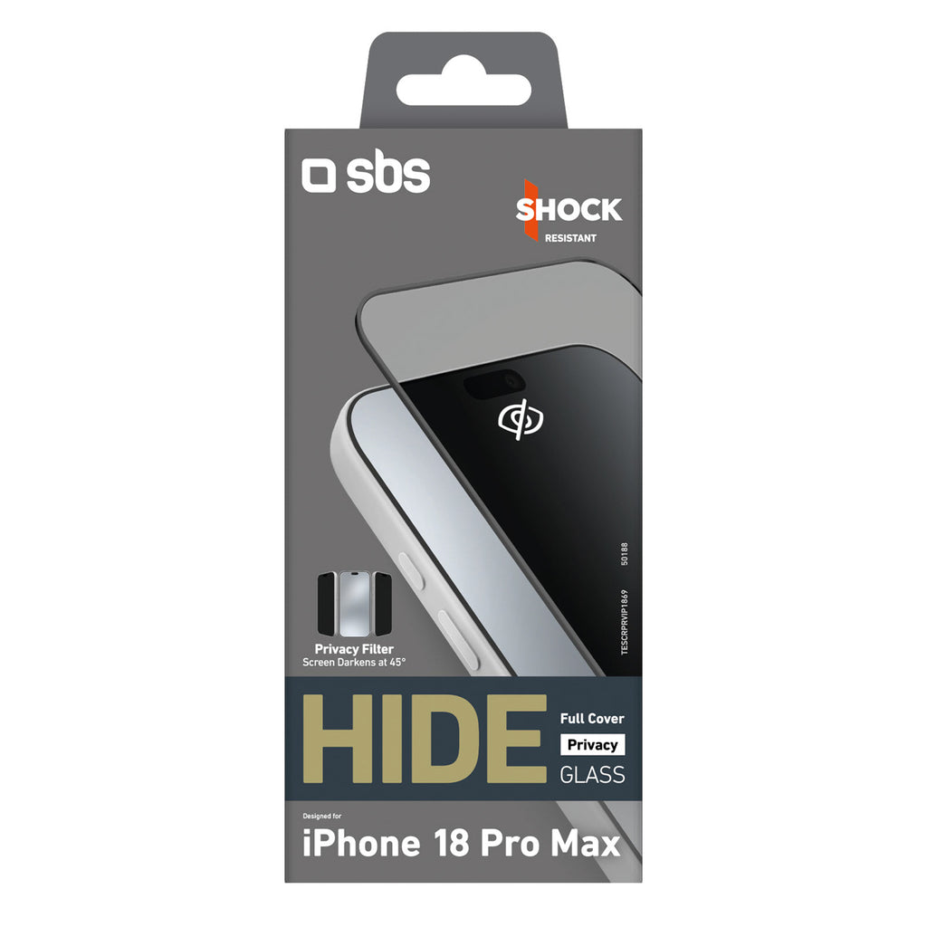 SBS Hide Full Cover Privacy Glass iPhone 18 Pro Max 0.33mm -- iPhone 18 Pro Max