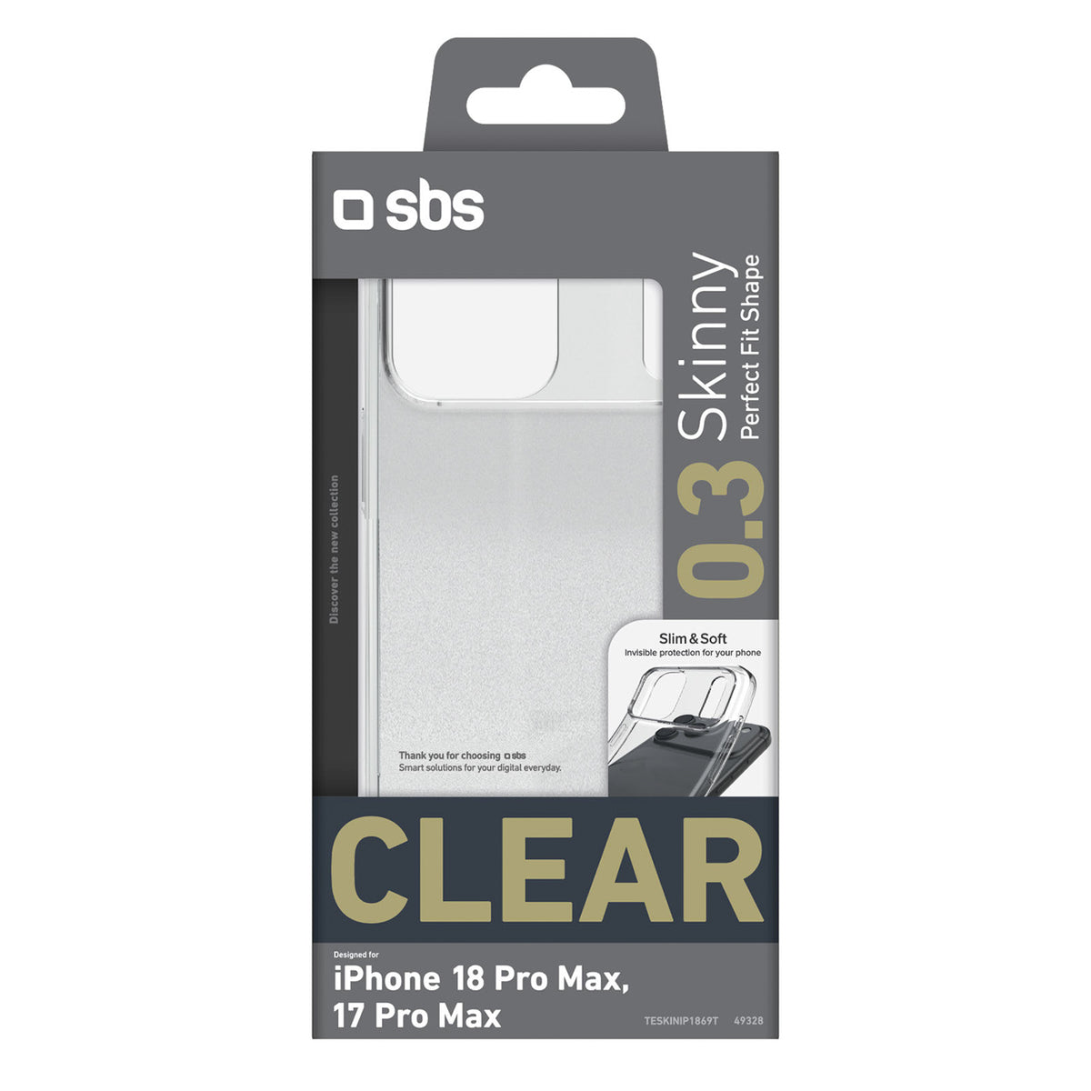 SBS Skinny dangčias iPhone 18 Pro Max / 17 Pro Max - skaidrus -- iPhone 18 Pro Max / iPhone 17 Pro Max
