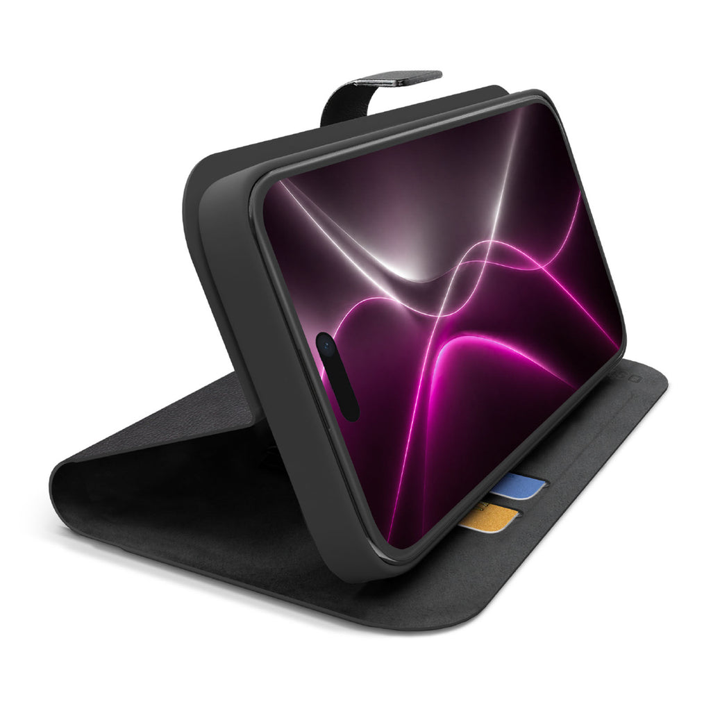 SBS Wallet Smart dėklas iPhone 18 Pro Max su piniginės funkcija ir stovu - juoda -- iPhone 18 Pro Max