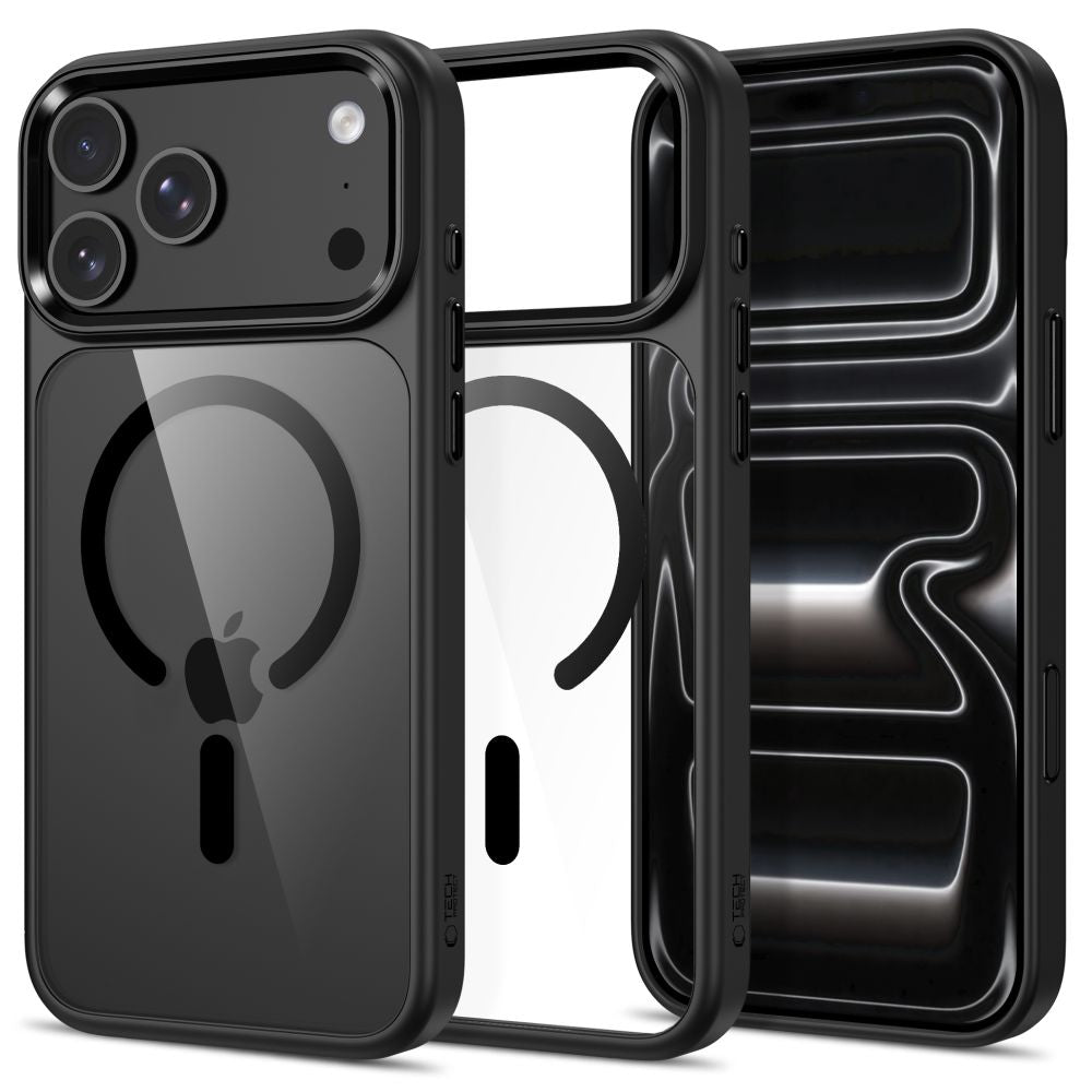 Tech-Protect Magmat Magsafe CC dėžė iPhone 17 Pro / 18 Pro - Skaidri juoda -- iPhone 17 Pro / iPhone 18 Pro