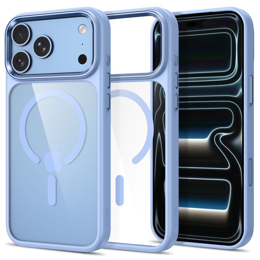 Tech-Protect Magmat Magsafe CC dėžė iPhone 17 Pro / 18 Pro - Skaidri šviesi mėlyna -- iPhone 17 Pro / iPhone 18 Pro