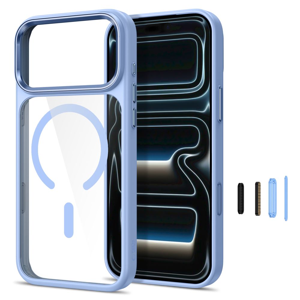 Tech-Protect Magmat Magsafe CC dėžė iPhone 17 Pro / 18 Pro - Skaidri šviesi mėlyna -- iPhone 17 Pro / iPhone 18 Pro