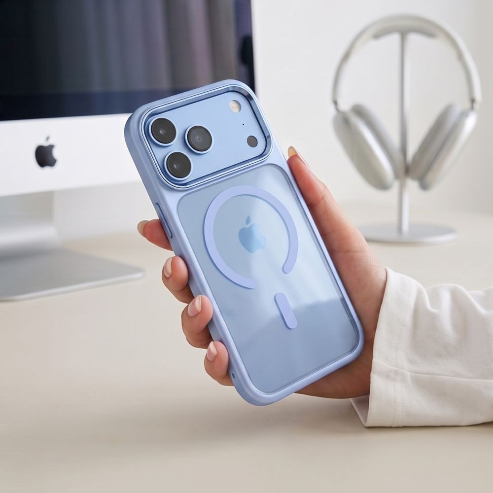 Tech-Protect Magmat MagSafe CC dėklas Apple iPhone 17 Pro Max / 18 Pro Max - Skaidrus šviežiai mėlynas -- iPhone 17 Pro...