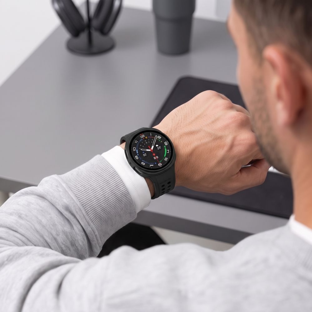 Tech-Protect Defense 2-paketo dėklas Samsung Galaxy Watch 44mm - Skaidrus matinis juodas -- Samsung Galaxy Watch 44mm