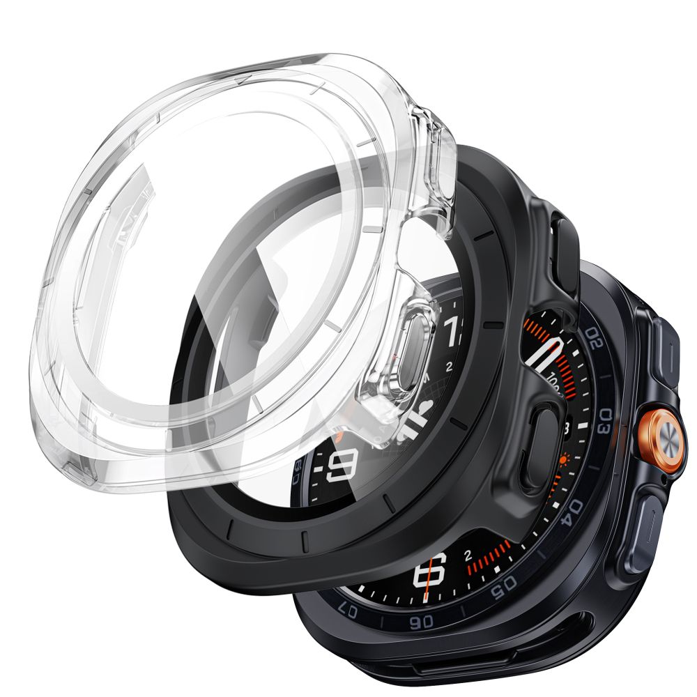 Tech-Protect Defense 2-paketo dėklas Samsung Galaxy Watch Ultra 47mm - Skaidrus matinis juodas -- Samsung Galaxy Watch...