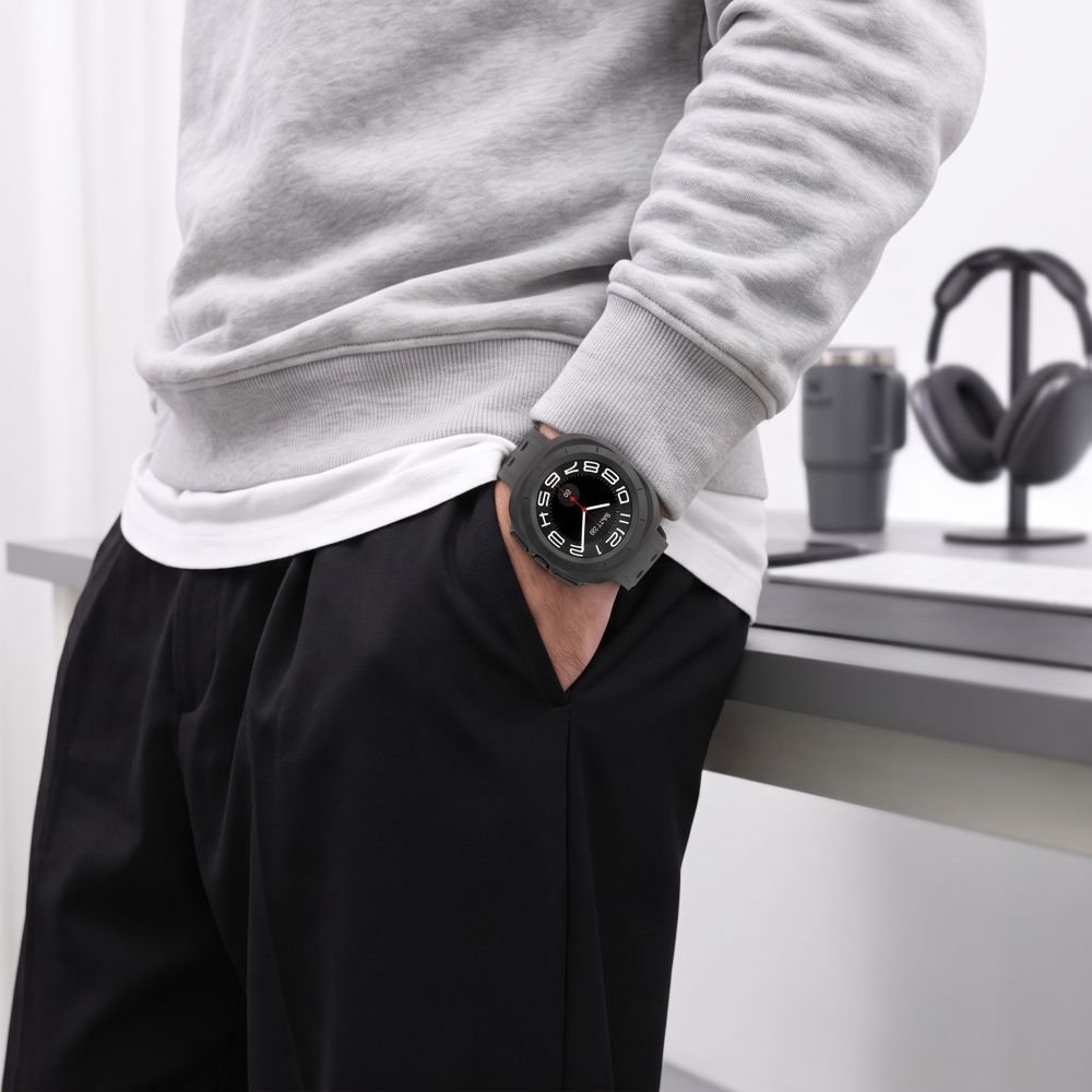 Tech-Protect Defense 2-paketo dėklas Samsung Galaxy Watch Ultra 47mm - Skaidrus matinis juodas -- Samsung Galaxy Watch...