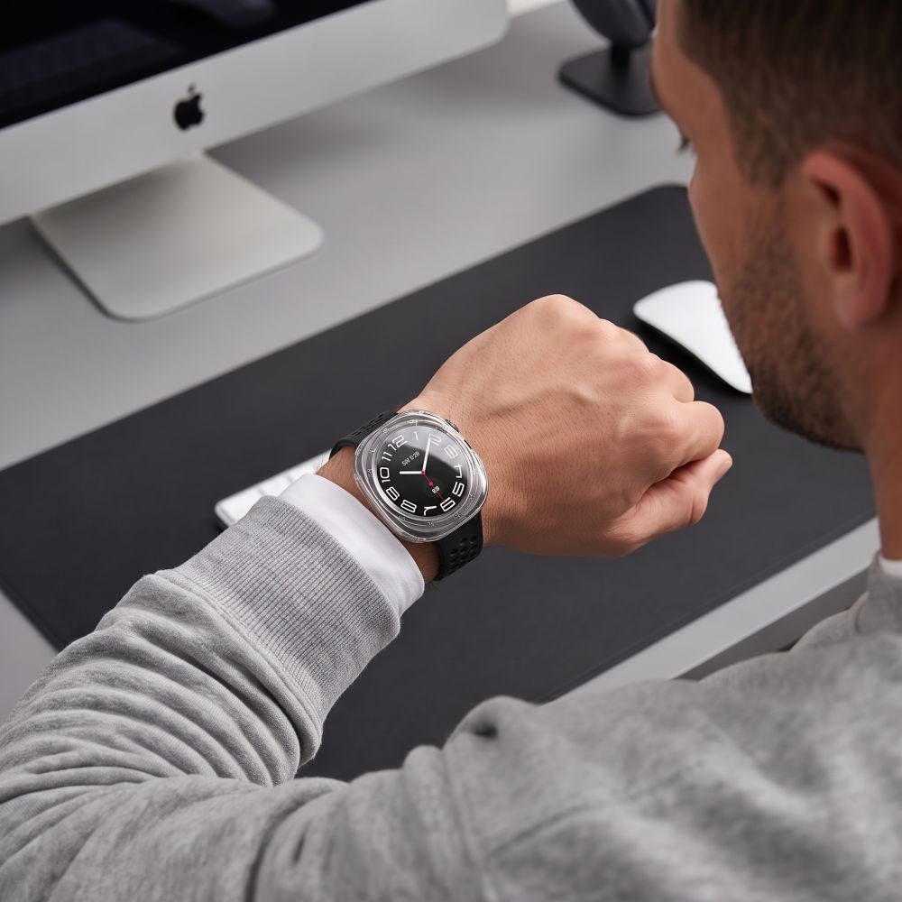 Tech-Protect Defense 2-paketo dėklas Samsung Galaxy Watch Ultra 47mm - Skaidrus matinis juodas -- Samsung Galaxy Watch...