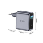 Tech-Protect PowerVision NC100W-GaN 3-prievadų PD 100W / QC3.0 Sienos Krauntuvas - Tamsiai Pilka -- Cell phone chargers