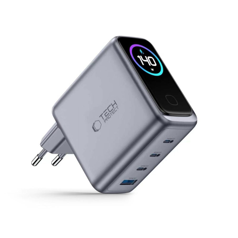 Tech-Protect PowerVision NC140W-GaN 4-prievadų PD 140W / QC3.0 Sienos Krauntuvas - Tamsiai Pilka -- Cell phone chargers