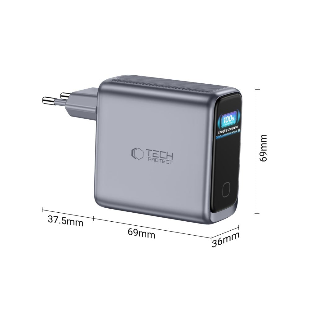 Tech-Protect PowerVision NC140W-GaN 4-prievadų PD 140W / QC3.0 Sienos Krauntuvas - Tamsiai Pilka -- Cell phone chargers