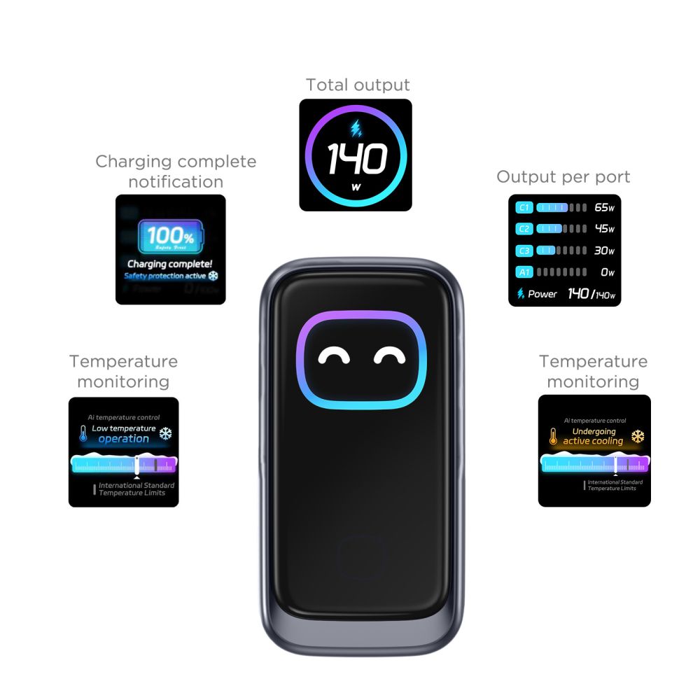 Tech-Protect PowerVision NC140W-GaN 4-prievadų PD 140W / QC3.0 Sienos Krauntuvas - Tamsiai Pilka -- Cell phone chargers