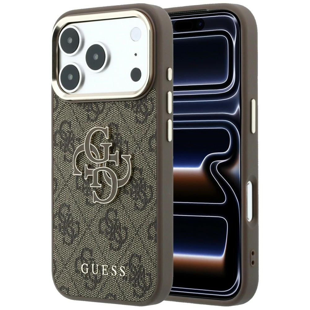 Guess 4G & Big Resin Logo dėklas iPhone 17 Pro / 18 Pro - ruda -- iPhone 17 Pro / iPhone 18 Pro