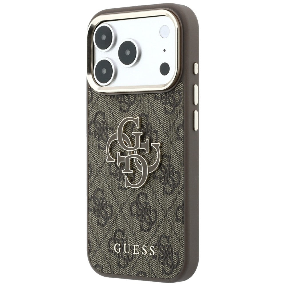 Guess 4G & Big Resin Logo dėklas iPhone 17 Pro / 18 Pro - ruda -- iPhone 17 Pro / iPhone 18 Pro
