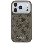 Guess 4G & Big Resin Logo dėklas iPhone 17 Pro / 18 Pro - ruda -- iPhone 17 Pro / iPhone 18 Pro