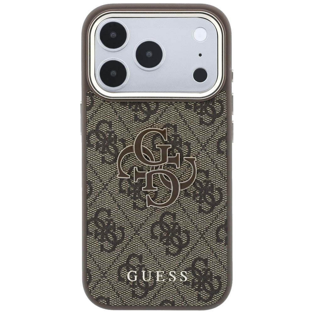 Guess 4G & Big Resin Logo dėklas iPhone 17 Pro / 18 Pro - ruda -- iPhone 17 Pro / iPhone 18 Pro