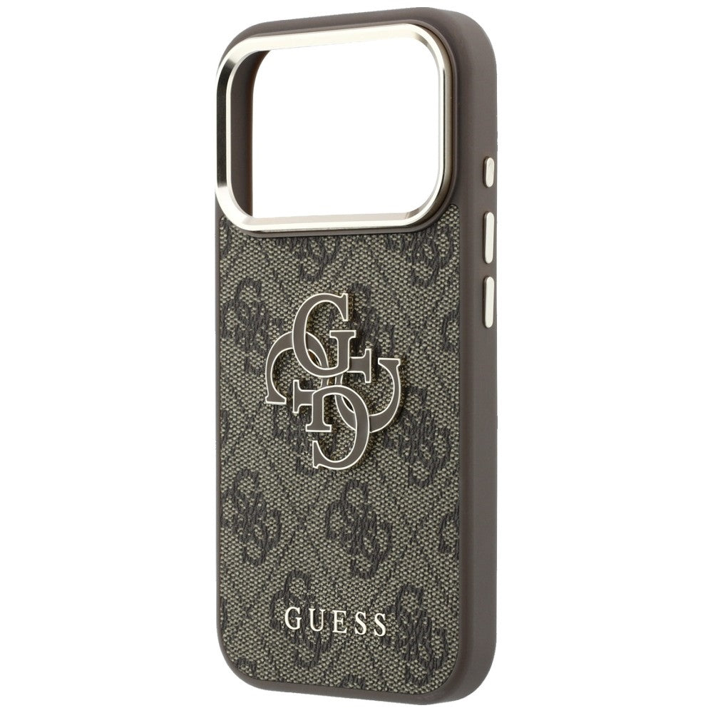 Guess 4G & Big Resin Logo dėklas iPhone 17 Pro / 18 Pro - ruda -- iPhone 17 Pro / iPhone 18 Pro