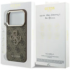 Guess 4G & Big Resin Logo dėklas iPhone 17 Pro / 18 Pro - ruda -- iPhone 17 Pro / iPhone 18 Pro