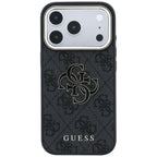 Guess 4G & Big Resin Logo dėklas iPhone 17 Pro / 18 Pro - juoda -- iPhone 17 Pro / iPhone 18 Pro