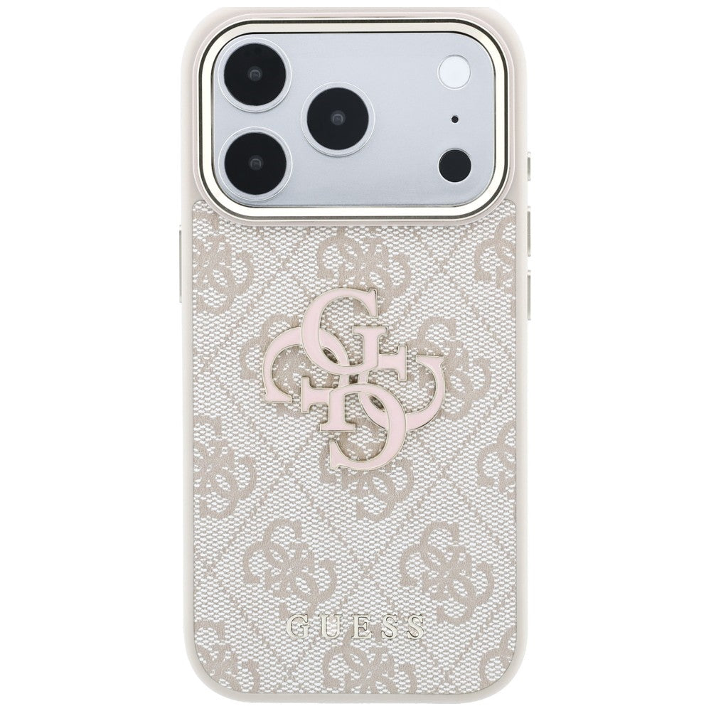 Guess 4G & Big Resin Logo dėklas iPhone 17 Pro / 18 Pro - rožinė -- iPhone 17 Pro / iPhone 18 Pro